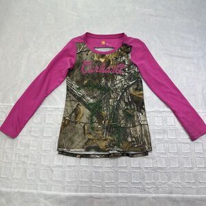 Carhartt Force Shirt Girls Small 8 Pink‎ Camouflage Ling Sleeve T Shirt
